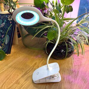 Rechargeable Portable Flexible Gooseneck LED Lamp Accent Light with Clamp, White